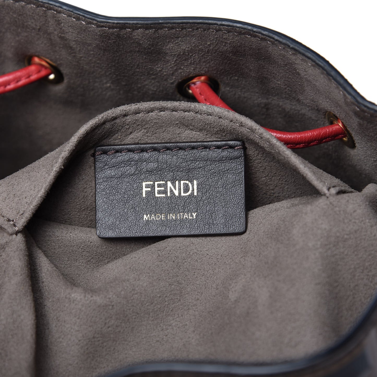 Vitello Grace F is Fendi Bi-Color FF 1974 Embossed Grande Mon Tresor Bucket Bag Maya Black Fragola