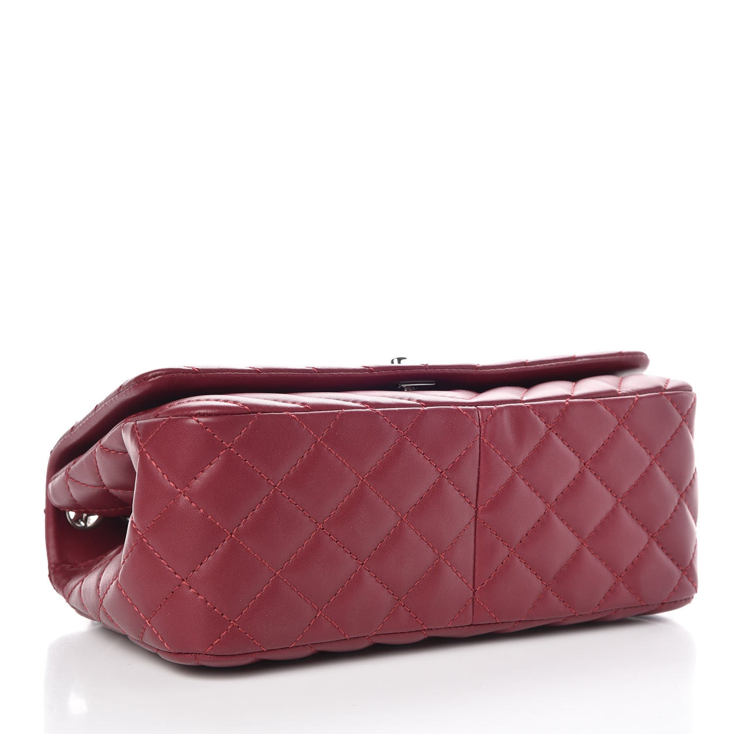 Lambskin Surpique Chevron Medium Single Flap Dark Red