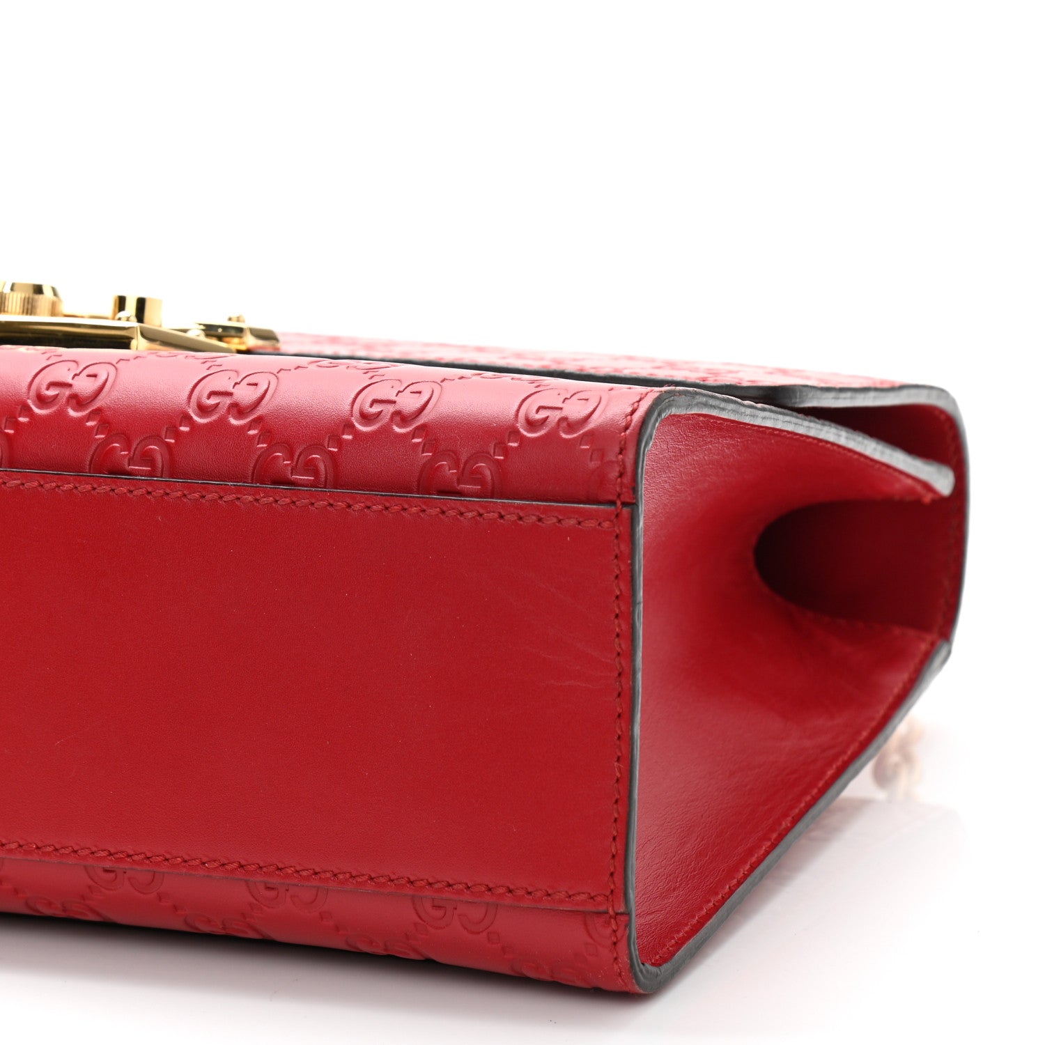 Gucci Guccissima Medium Padlock Shoulder Bag Hibiscus Red 18 of 21