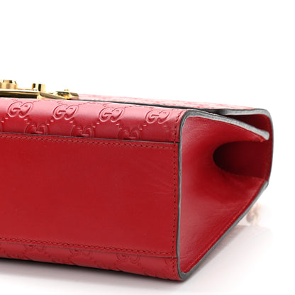 Gucci Guccissima Medium Padlock Shoulder Bag Hibiscus Red 18 of 21