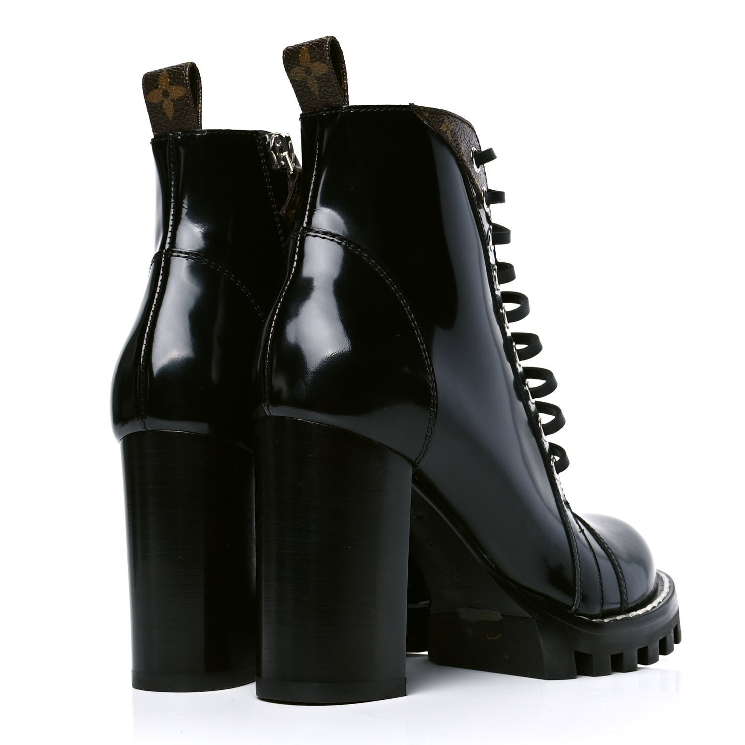 Louis Vuitton Patent Calfskin Monogram Star Trail Ankle Boots 35 Black 3 of 5