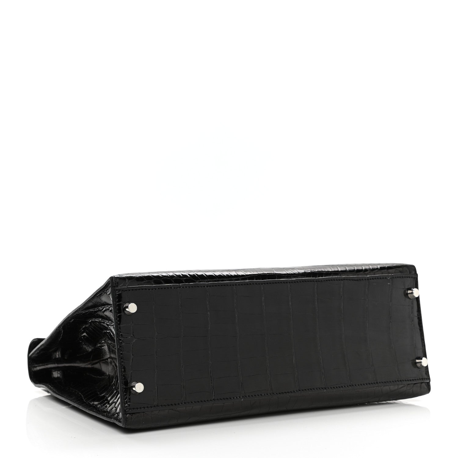 Hermes Shiny Niloticus Crocodile Kelly Sellier 32 Black 4 of 12