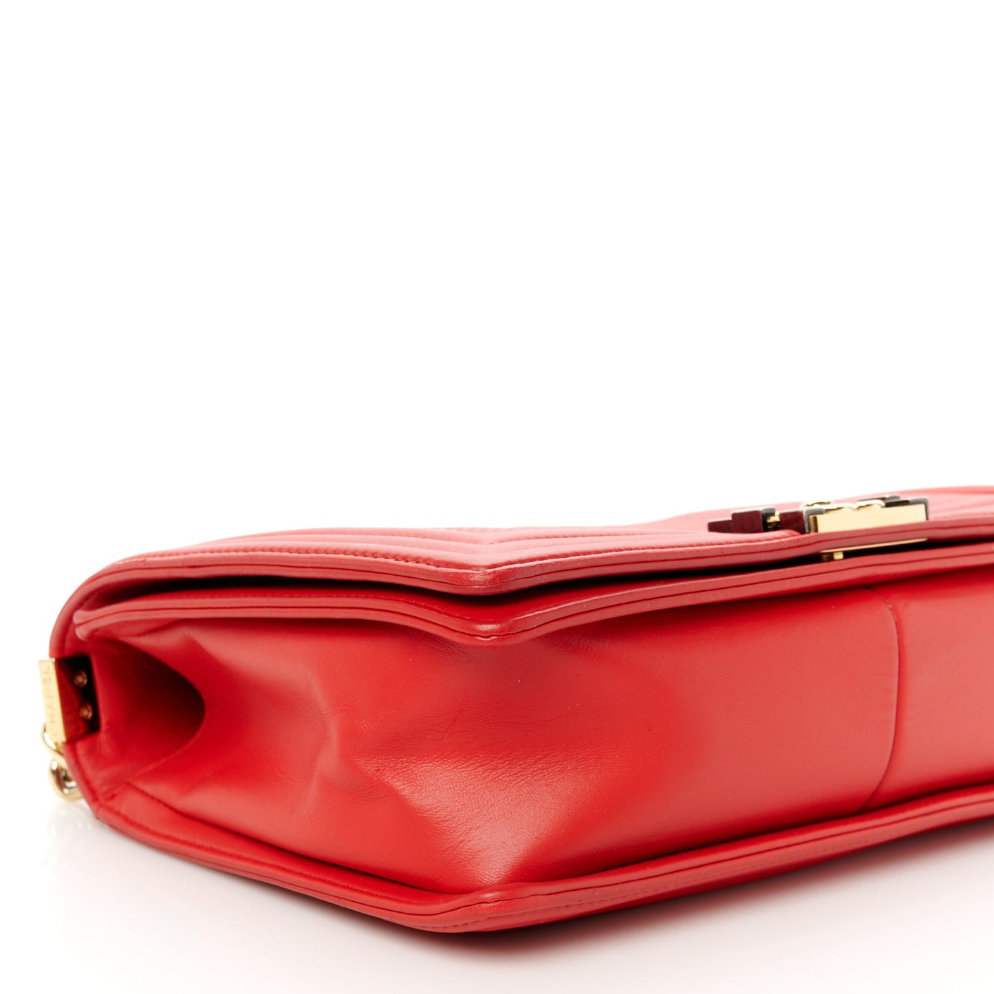 Lambskin Embossed New Medium Boy Cube Flap Red