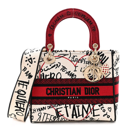 Christian Dior Canvas Medium DiorAmour Graffiti Lady D-Lite Latte 1 of 9