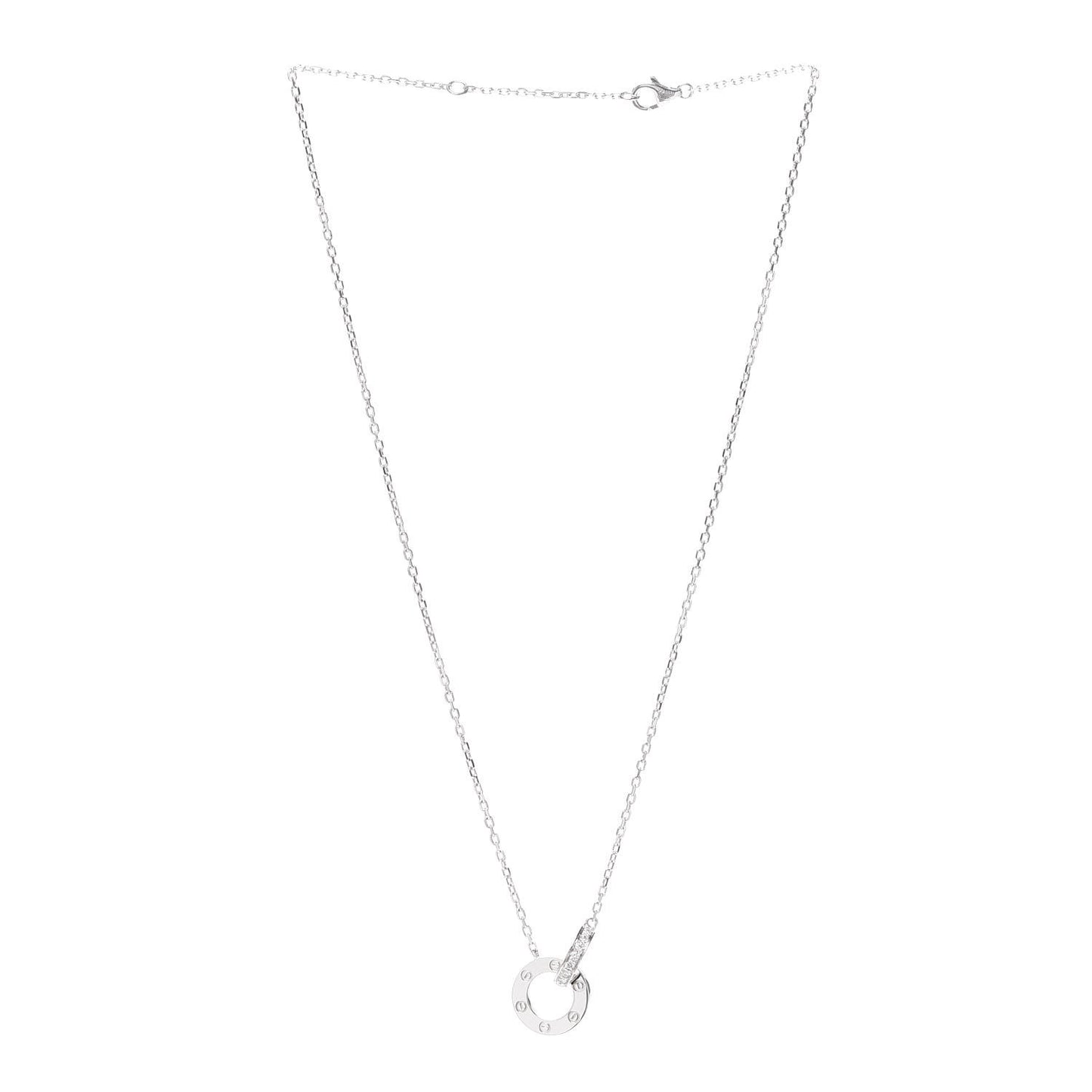 18K White Gold Diamond Interlocking LOVE Paved Necklace