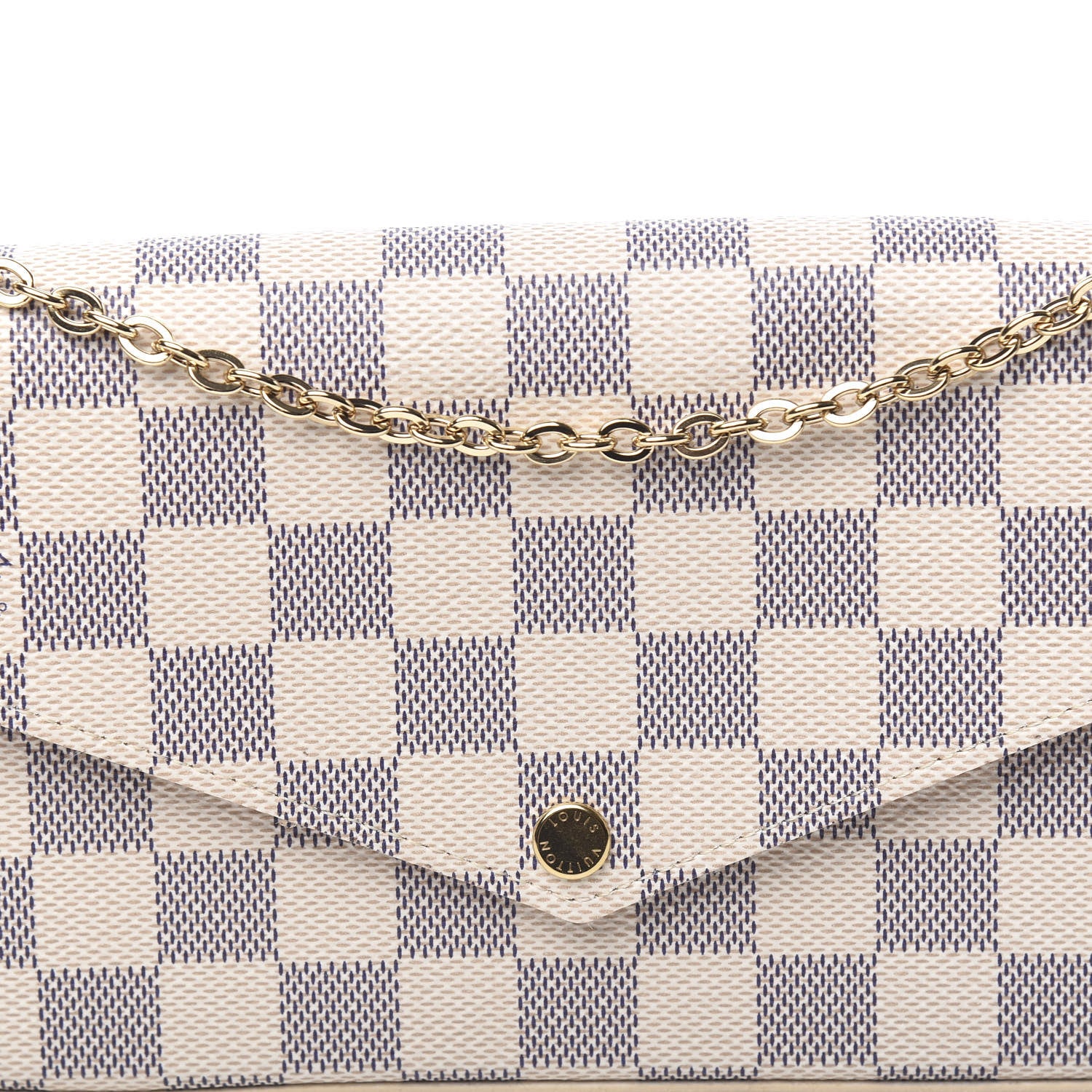 Louis Vuitton Damier Azur Pochette Felicie Chain Wallet Rose Ballerine 9 of 9