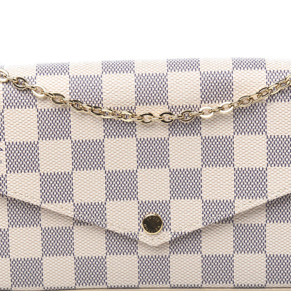 Louis Vuitton Damier Azur Pochette Felicie Chain Wallet Rose Ballerine 9 of 9