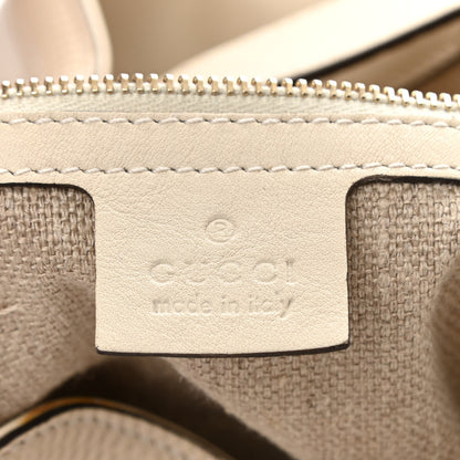 Gucci Canvas Embroidered Peggy Bamboo Top Handle Hobo White Pink 5 of 10