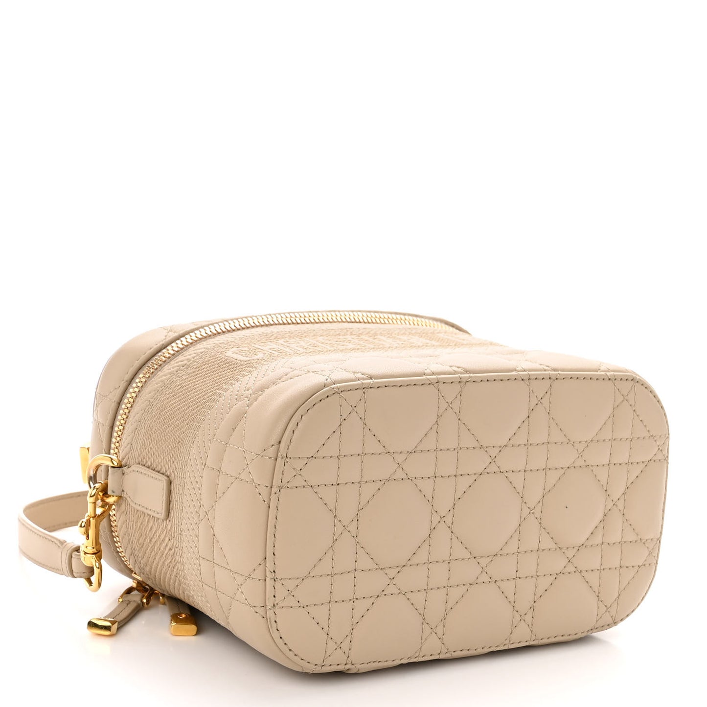 Lambskin Cannage Small Diortravel Vanity Case Light Beige