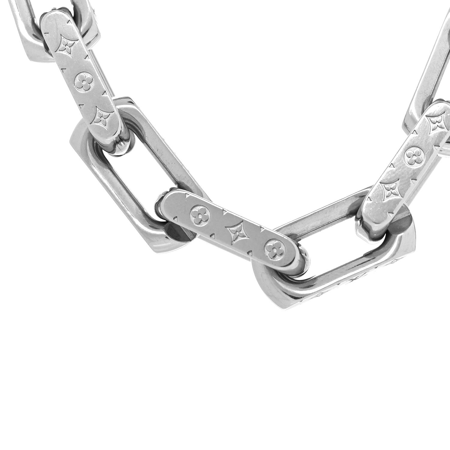 Louis Vuitton Monogram Chain Necklace Silver 2 of 5