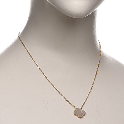 Van Cleef & Arpels 18K Yellow Gold Mother of Pearl Vintage Alhambra Pendant Necklace 2 of 8