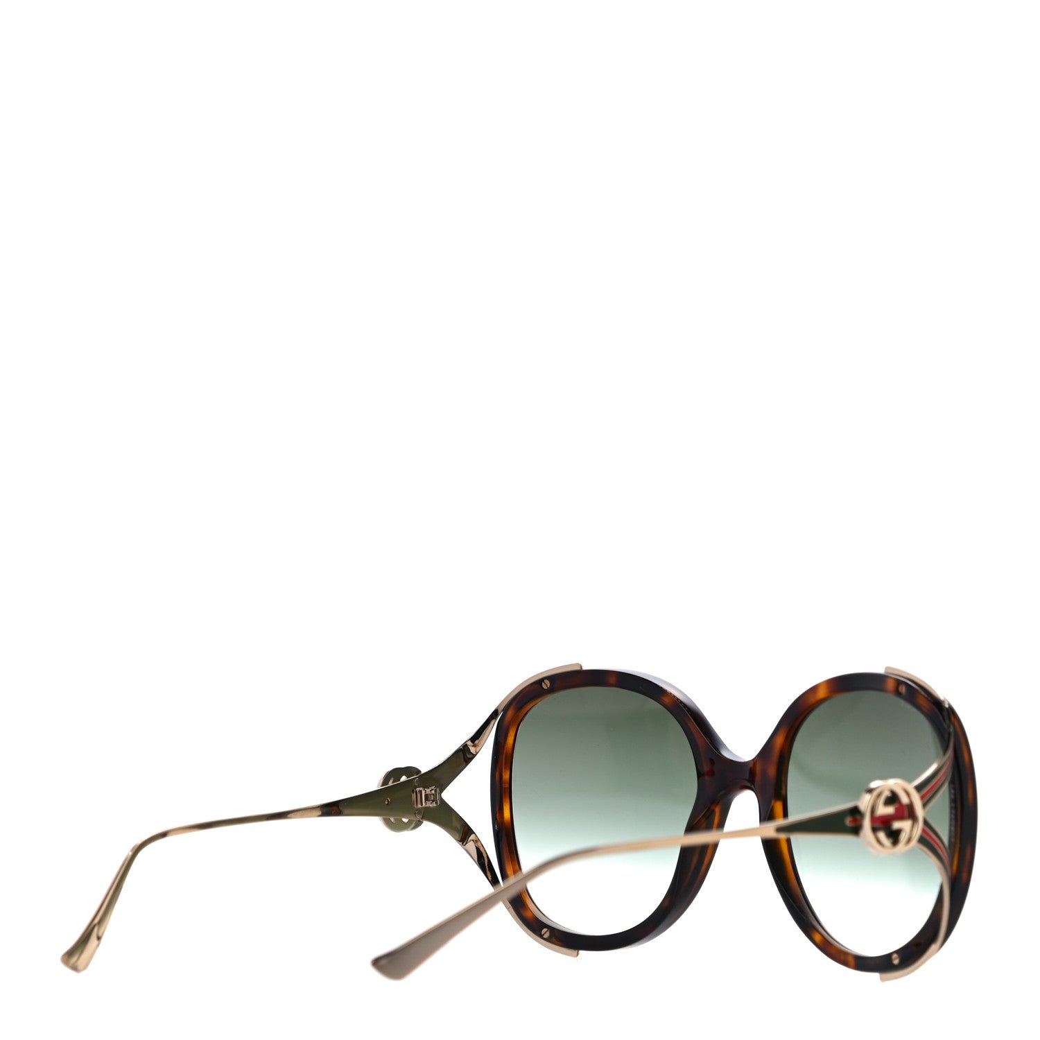 Gucci Oversized Round Frame GG0225S Sunglasses Tortoise 3 of 7