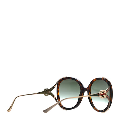 Gucci Oversized Round Frame GG0225S Sunglasses Tortoise 3 of 7