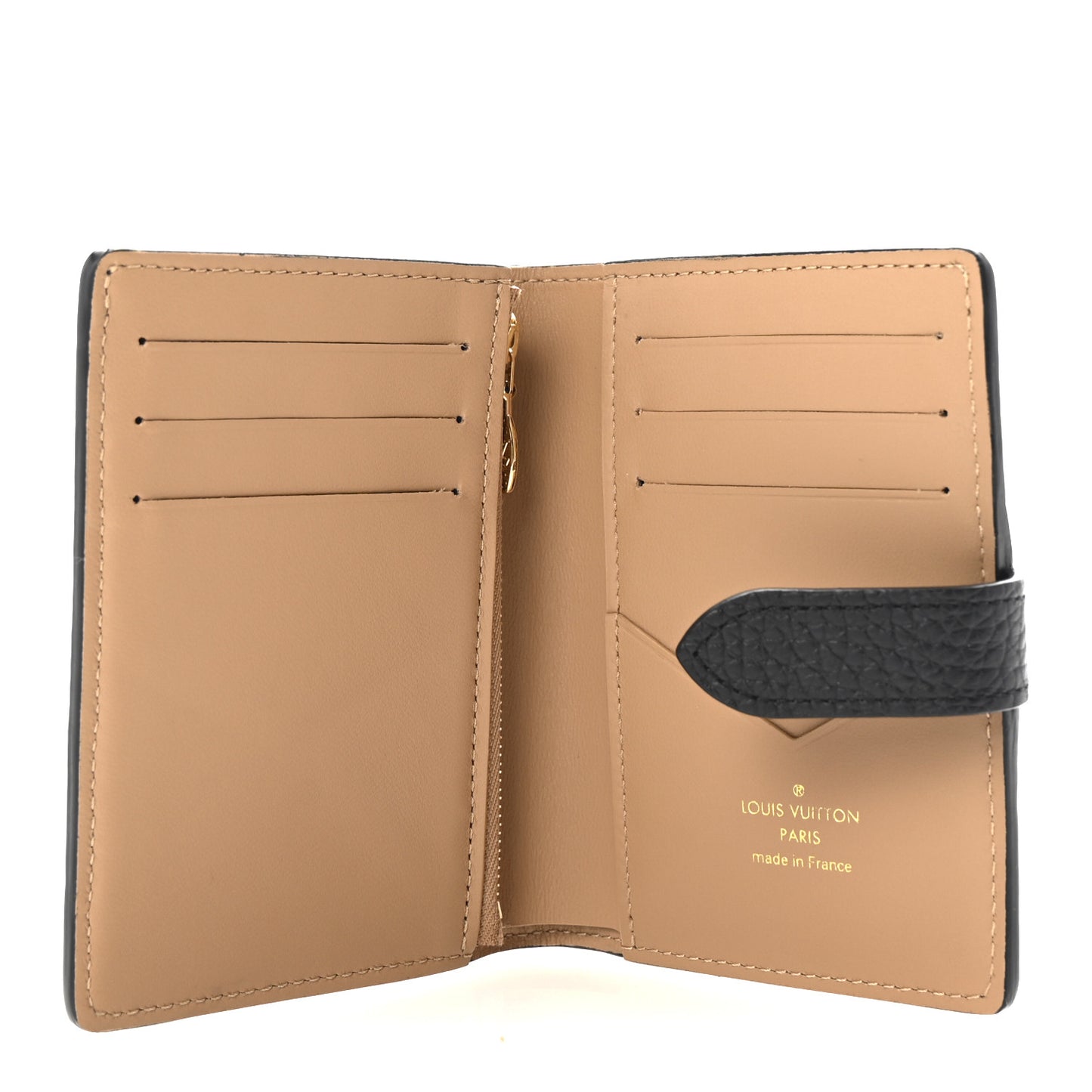 Taurillon Capucines Vertical Compact Wallet Black