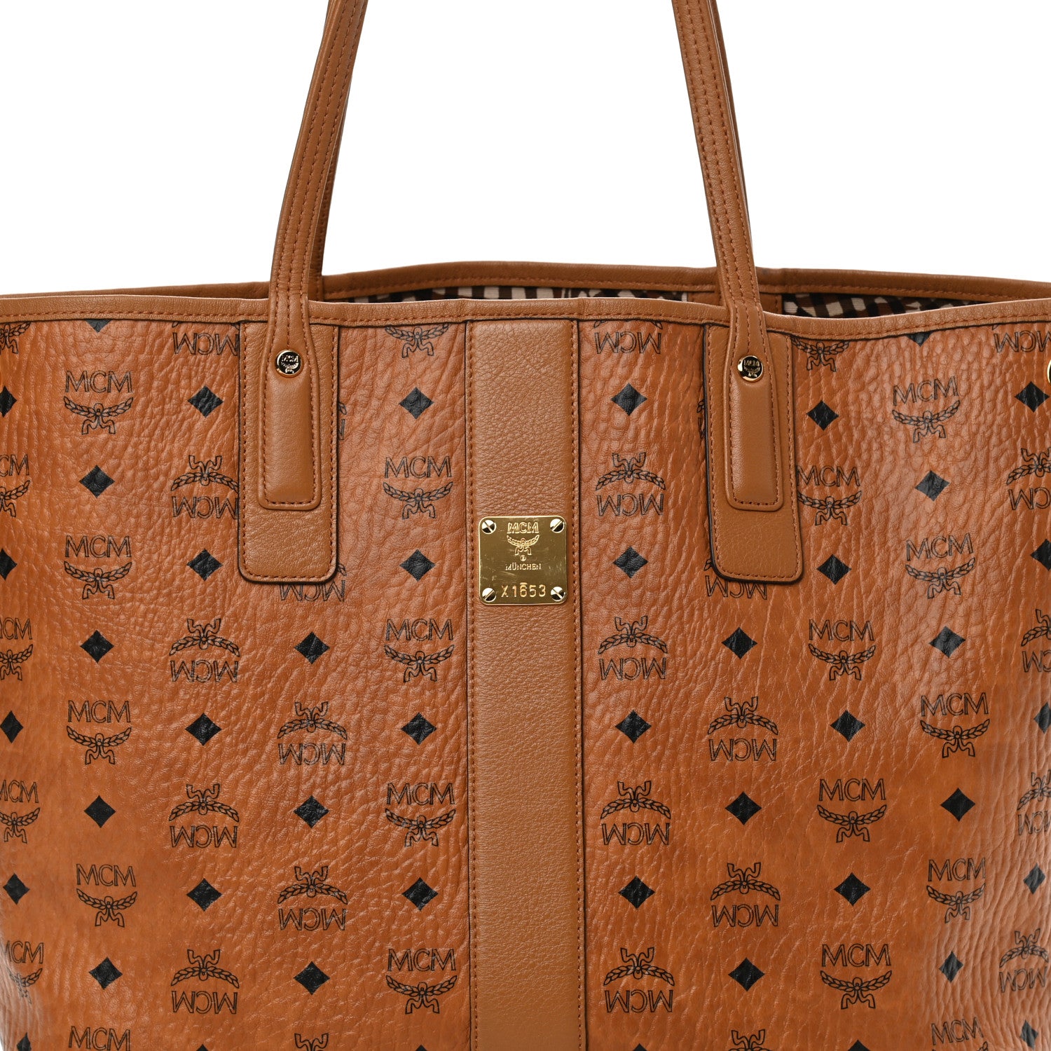 MCM Visetos Medium Liz Reversible Shopper Tote Cognac 11 of 18