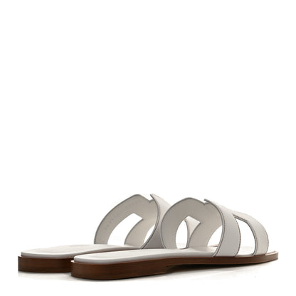Hermes Box Calfskin Oran Sandals 37 White 4 of 10