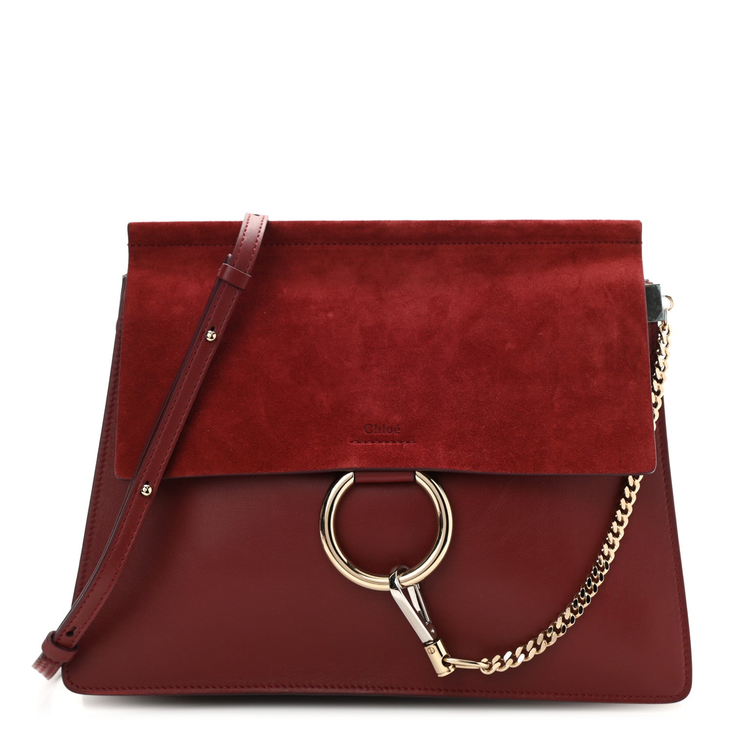 Chloe Calfskin Suede Medium Faye Shoulder Bag Plum Purple 1 of 7