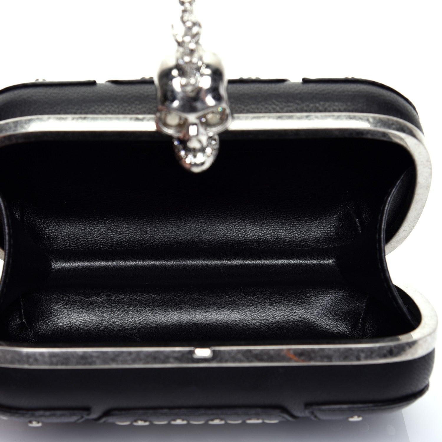 Alexander McQueen Calfskin Studded Punk Skull Box Clutch Black 5 of 10