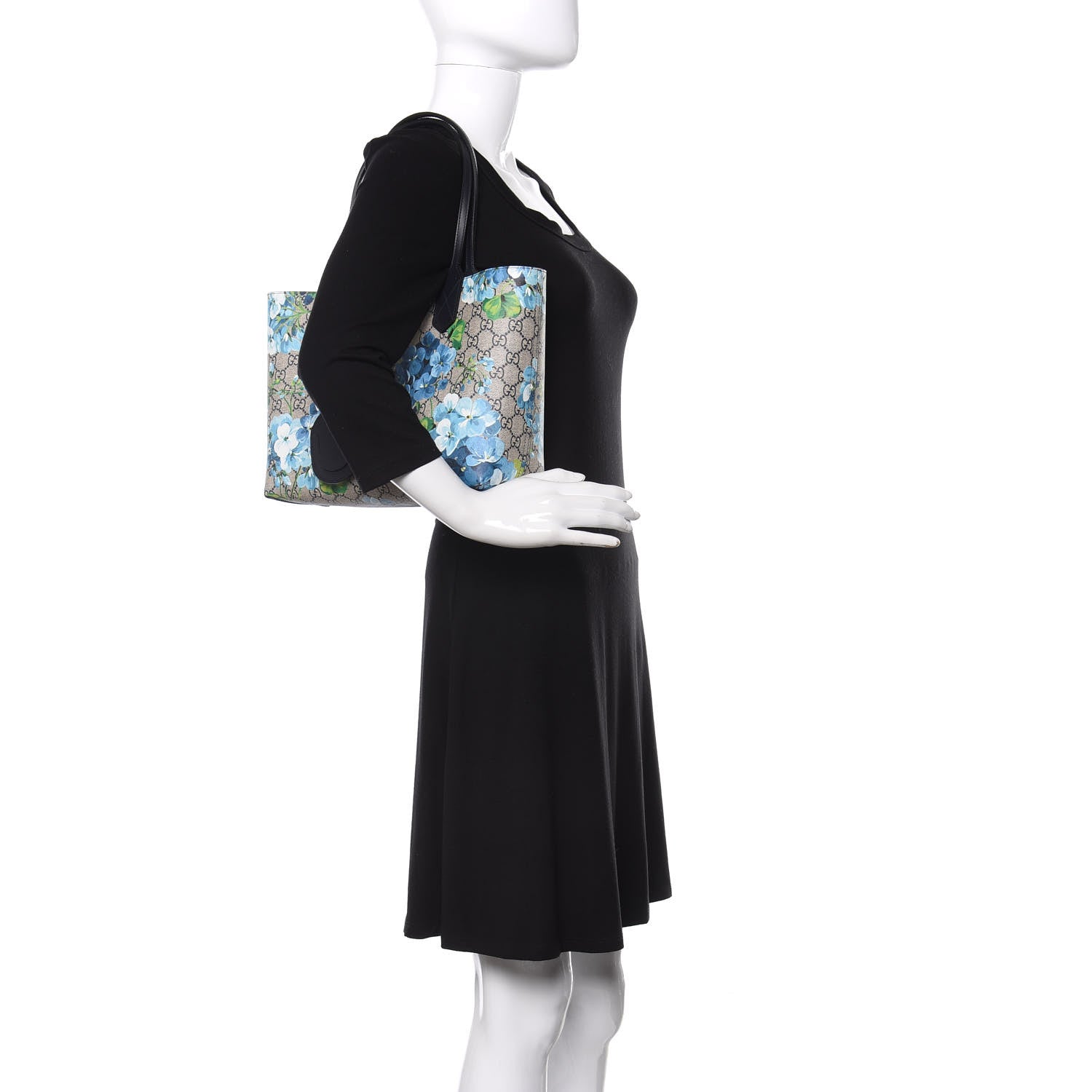 Gucci GG Supreme Monogram Blooms Small Reversible Tote Beige Blue Navy 2 of 10