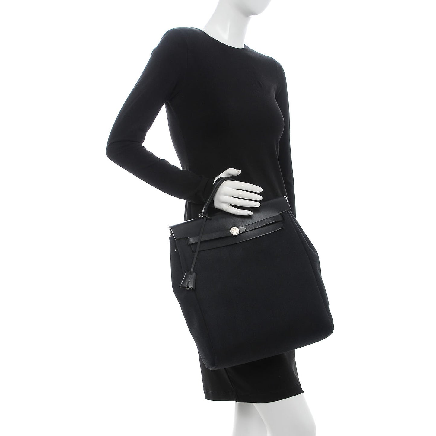 Toile Vache Calfskin Herbag 30 PM Backpack Black