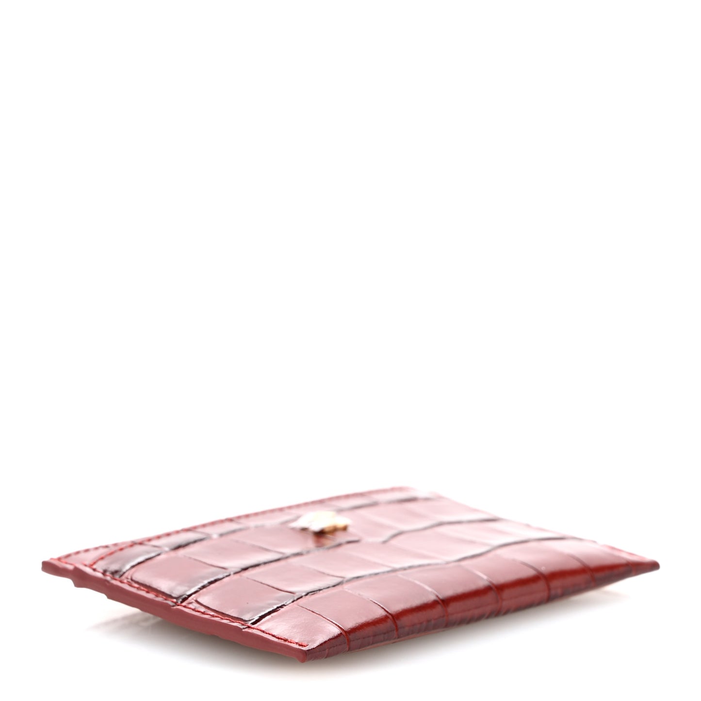Calfskin Crocodile Embossed Crococo Card Holder Burgundy