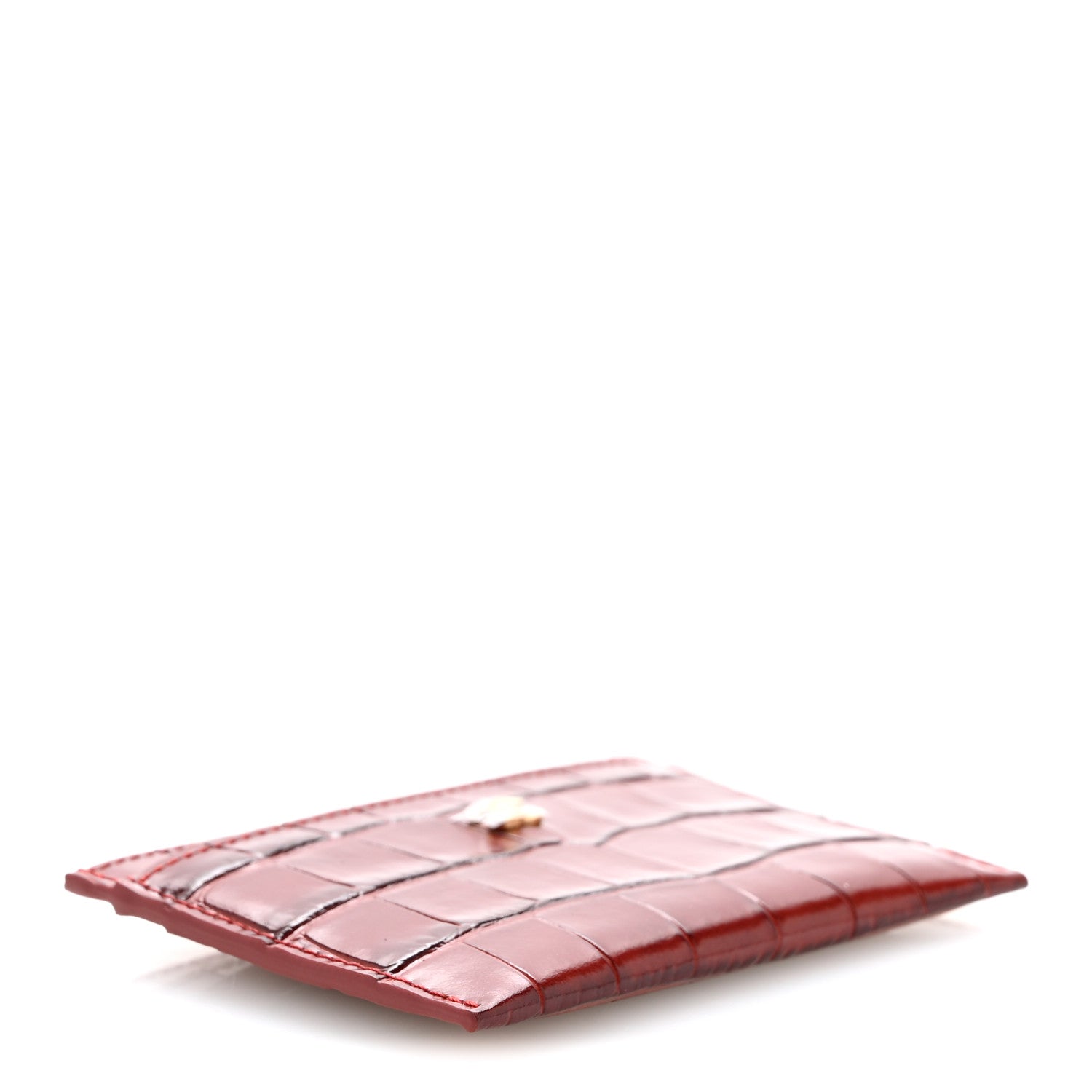 Chanel Calfskin Crocodile Embossed Crococo Card Holder Burgundy 4 of 8