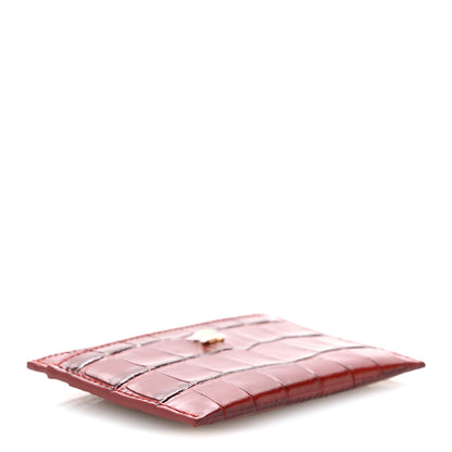 Chanel Calfskin Crocodile Embossed Crococo Card Holder Burgundy 4 of 8