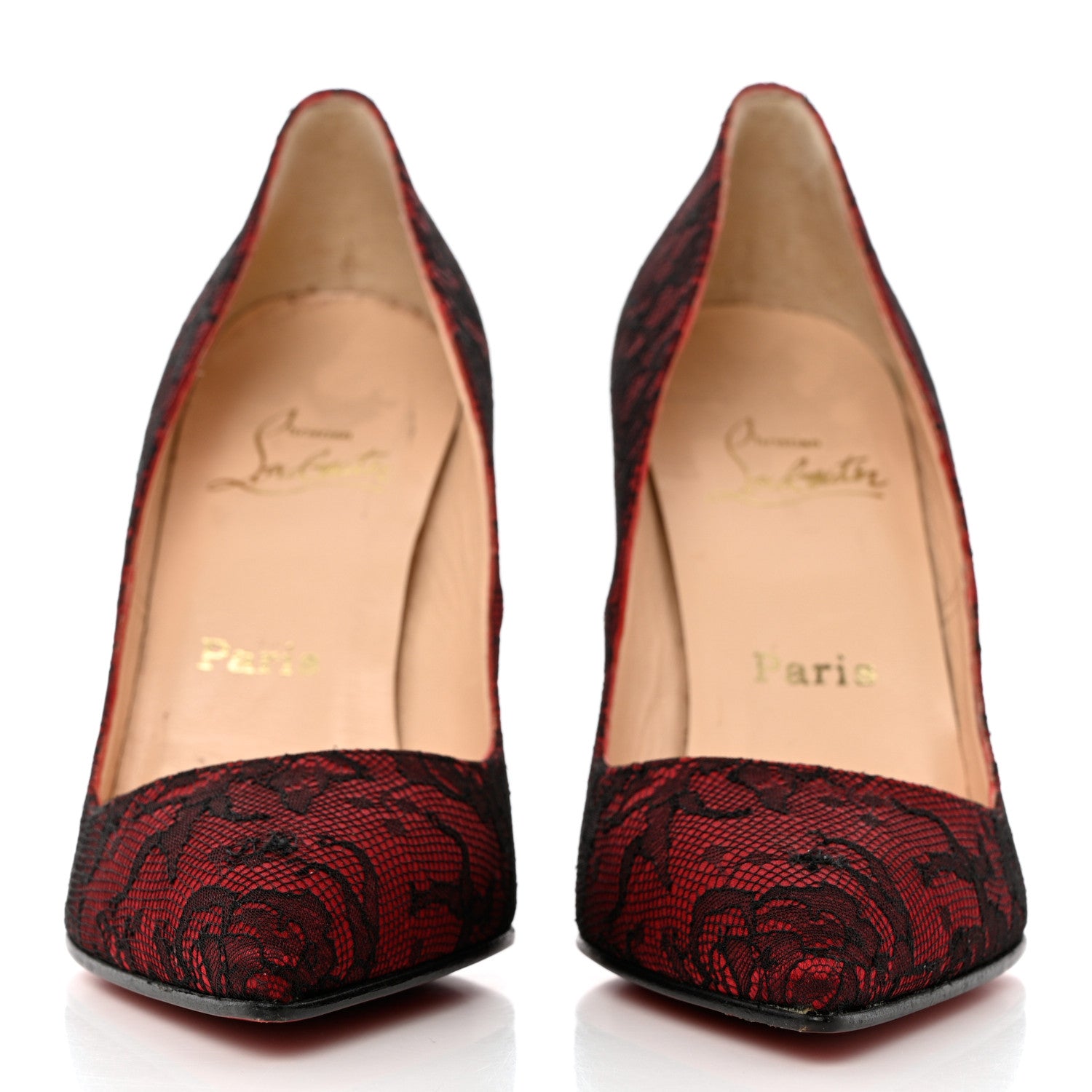 Christian Louboutin Lace Pigalle Follies 100 Pumps 38 Red 2 of 11