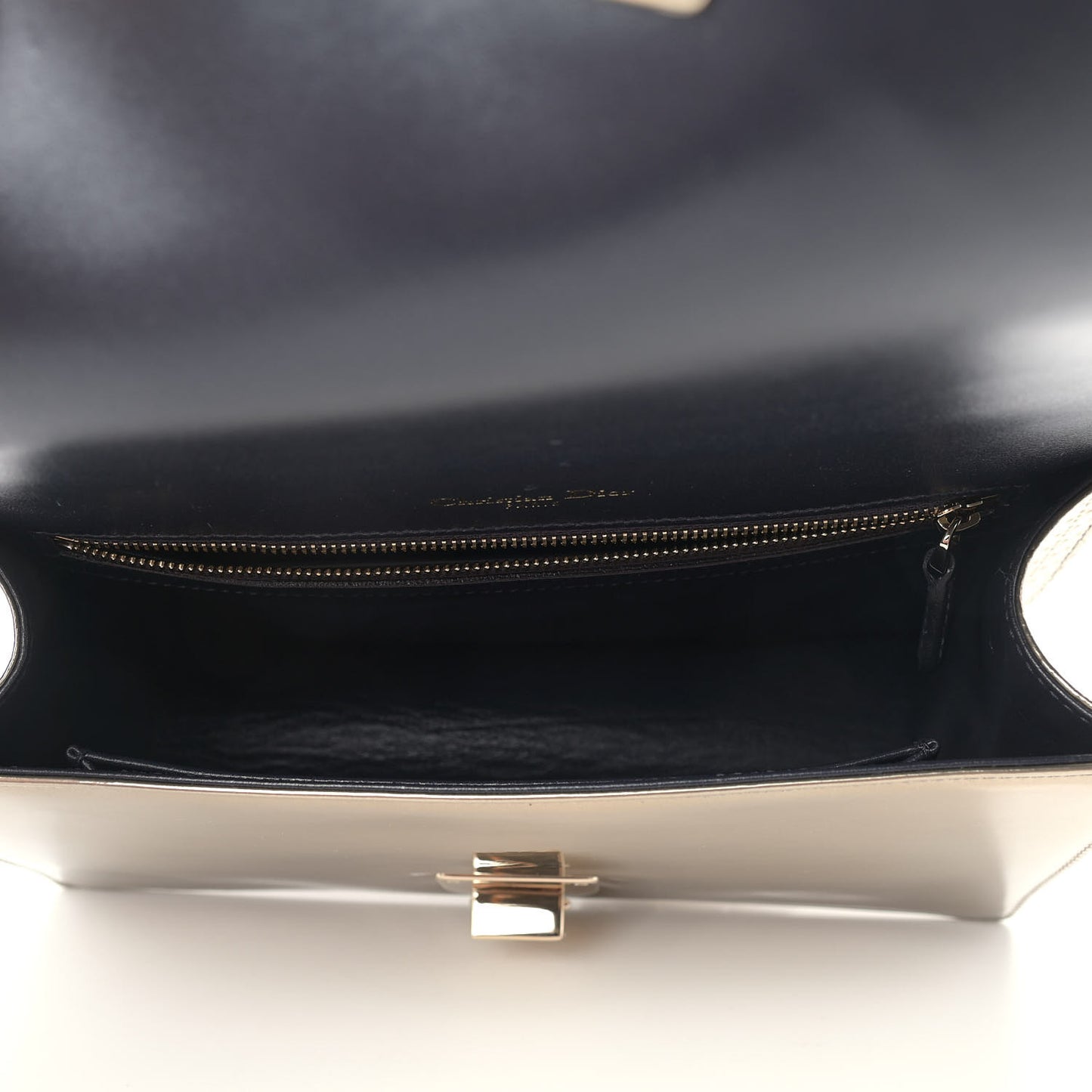 Metallic Patent Micro-Cannage Medium Diorama Flap Bag Gold