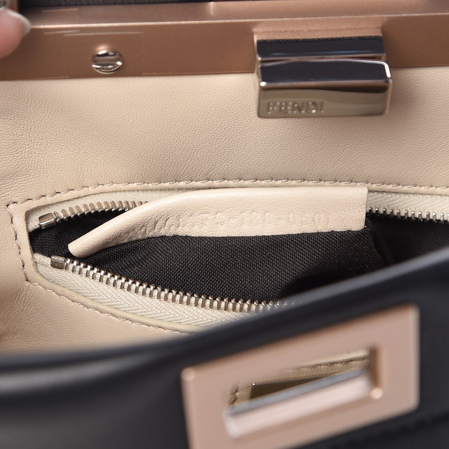 Calfskin Flowers and Bows Scalloped Mini Peekaboo Iconic Satchel Black Camelia