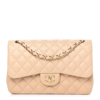 Chanel Lambskin Quilted Jumbo Double Flap Beige 1 of 10