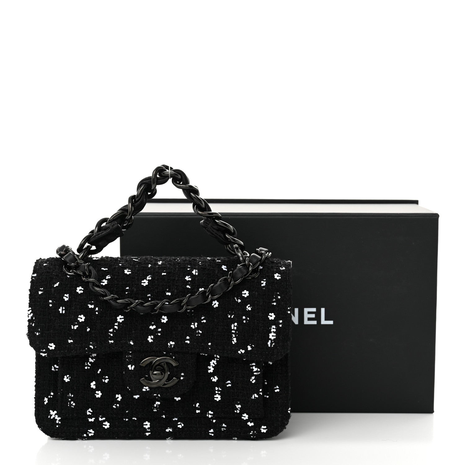 Chanel Tweed Sequin Quilted Double You Mini Flap So Black 11 of 11