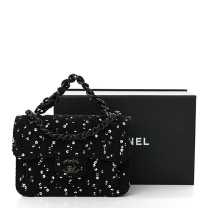 Chanel Tweed Sequin Quilted Double You Mini Flap So Black 11 of 11