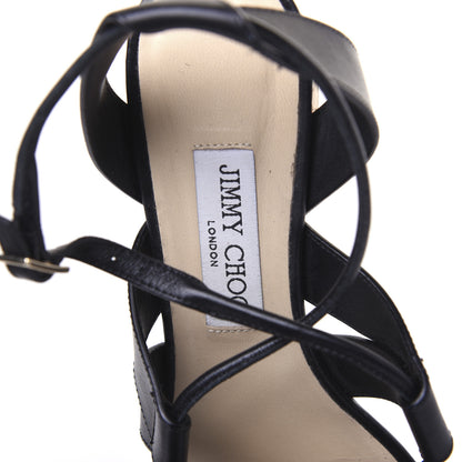 Jimmy Choo Calfskin Margo Ghillie Laced Sandals 39 Black 6 of 8