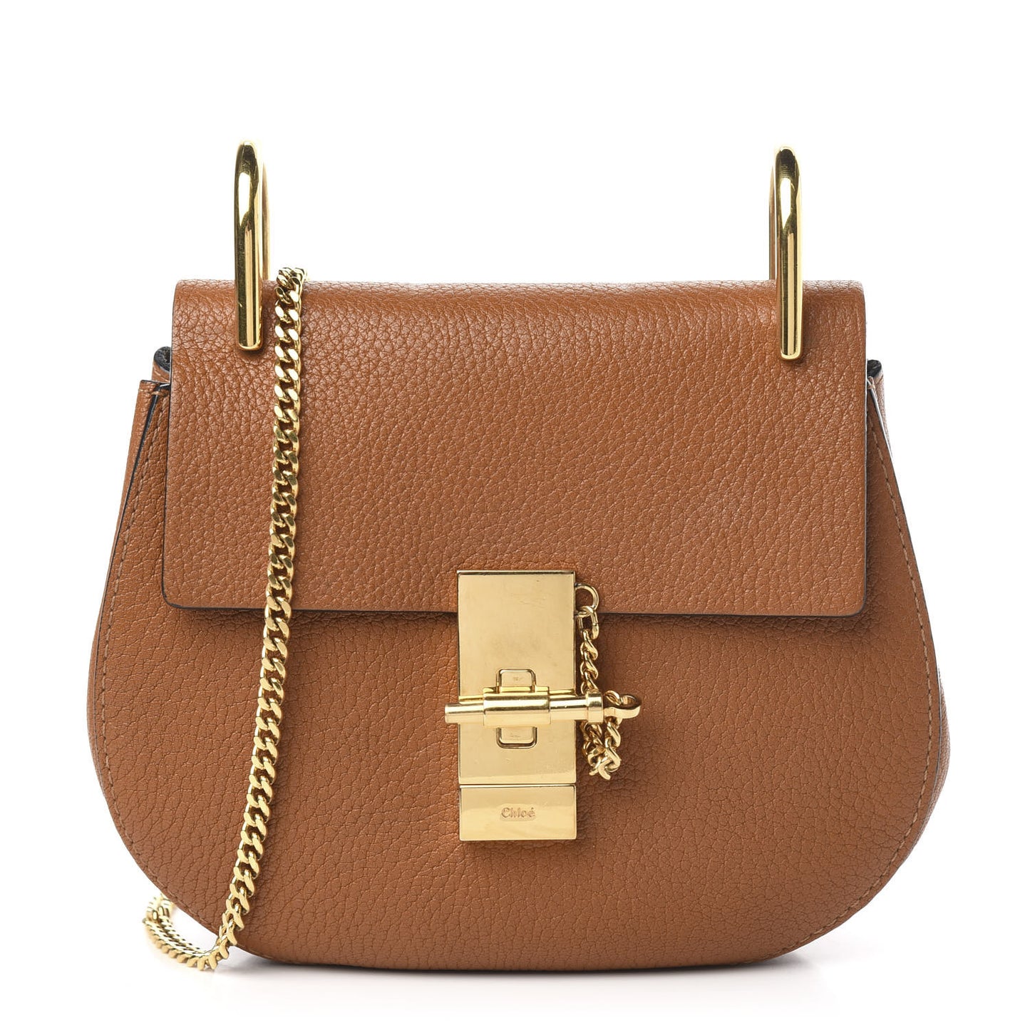 Grained Lambskin Mini Drew Shoulder Bag Caramel