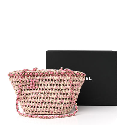 Chanel Mixed Fibers Calfskin Crochet Small Shopping Bag Beige Pink 11 of 11