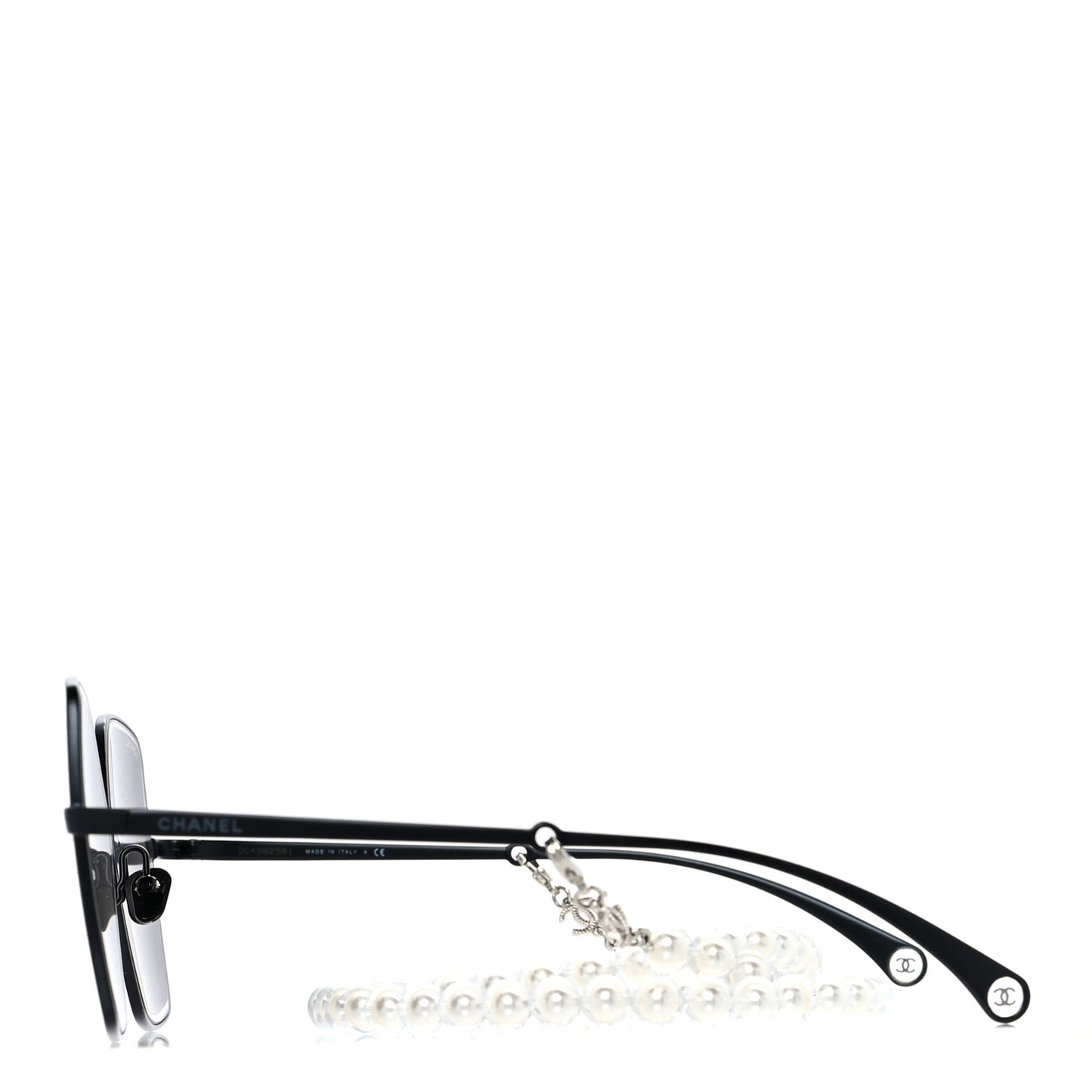 Metal Butterfly Removable Pearl Chain Sunglasses 4262 Black