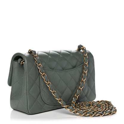 Chanel Iridescent Caviar Quilted Mini Rectangular Flap Green 3 of 11