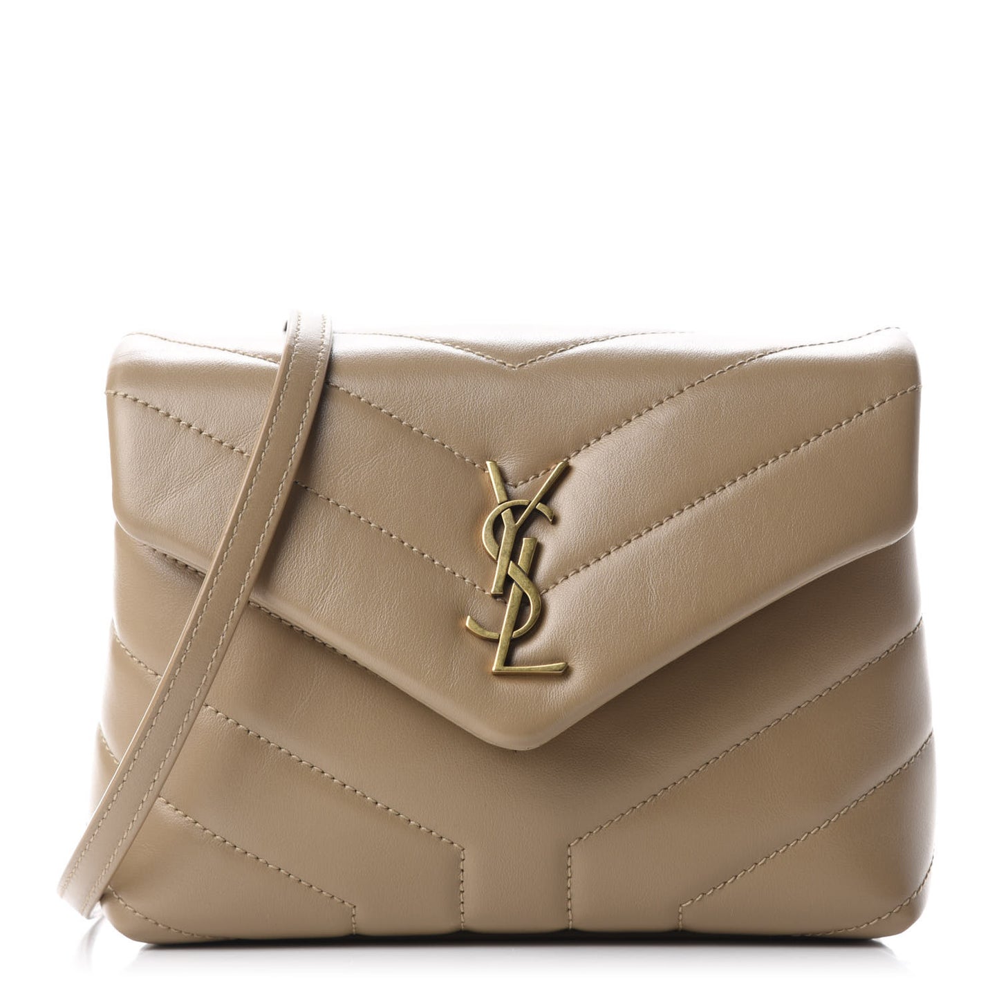 Calfskin Y Quilted Monogram Toy Loulou Crossbody Bag Latte