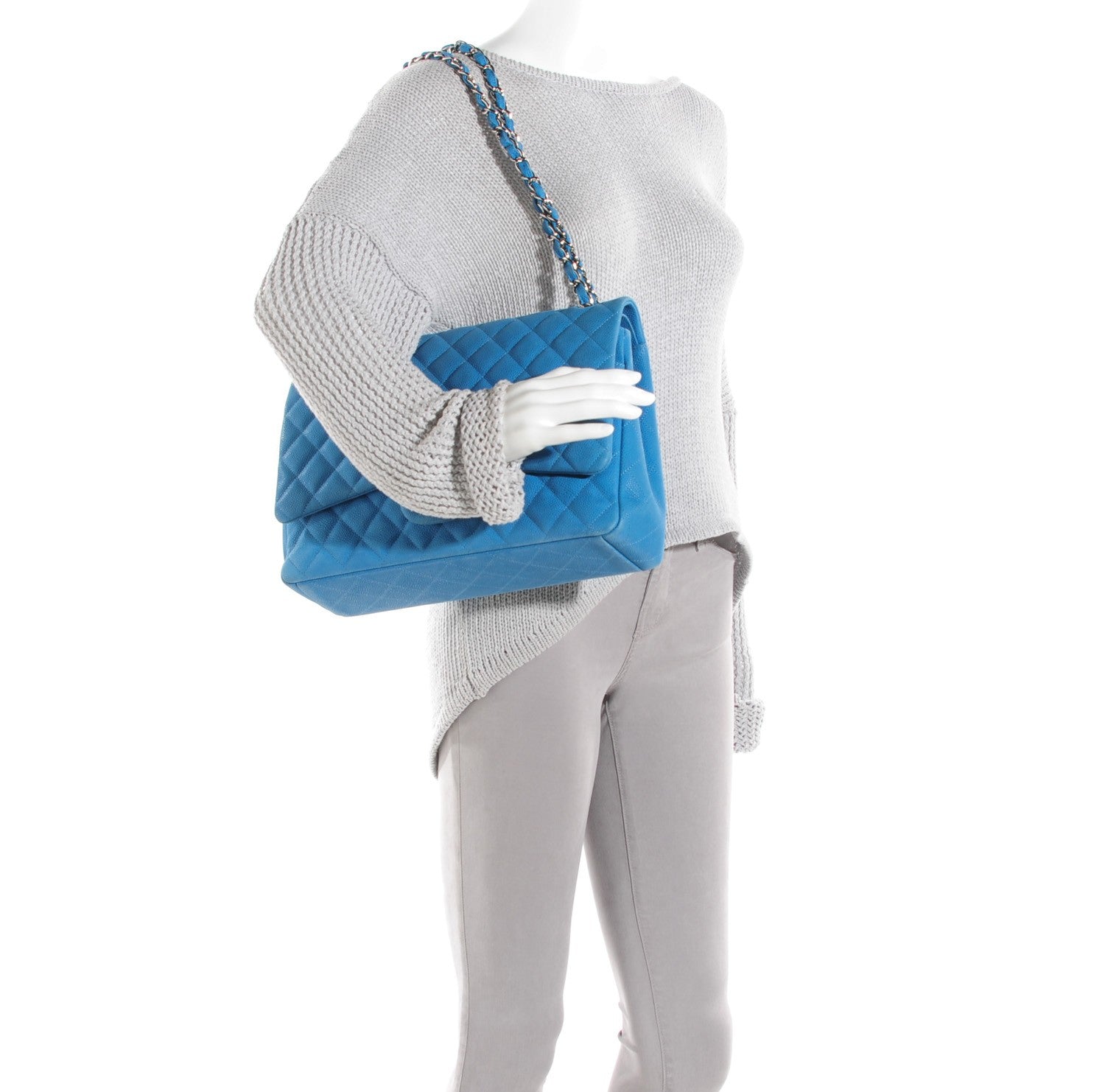 Chanel Iridescent Caviar Quilted Maxi Double Flap Blue 2 of 8