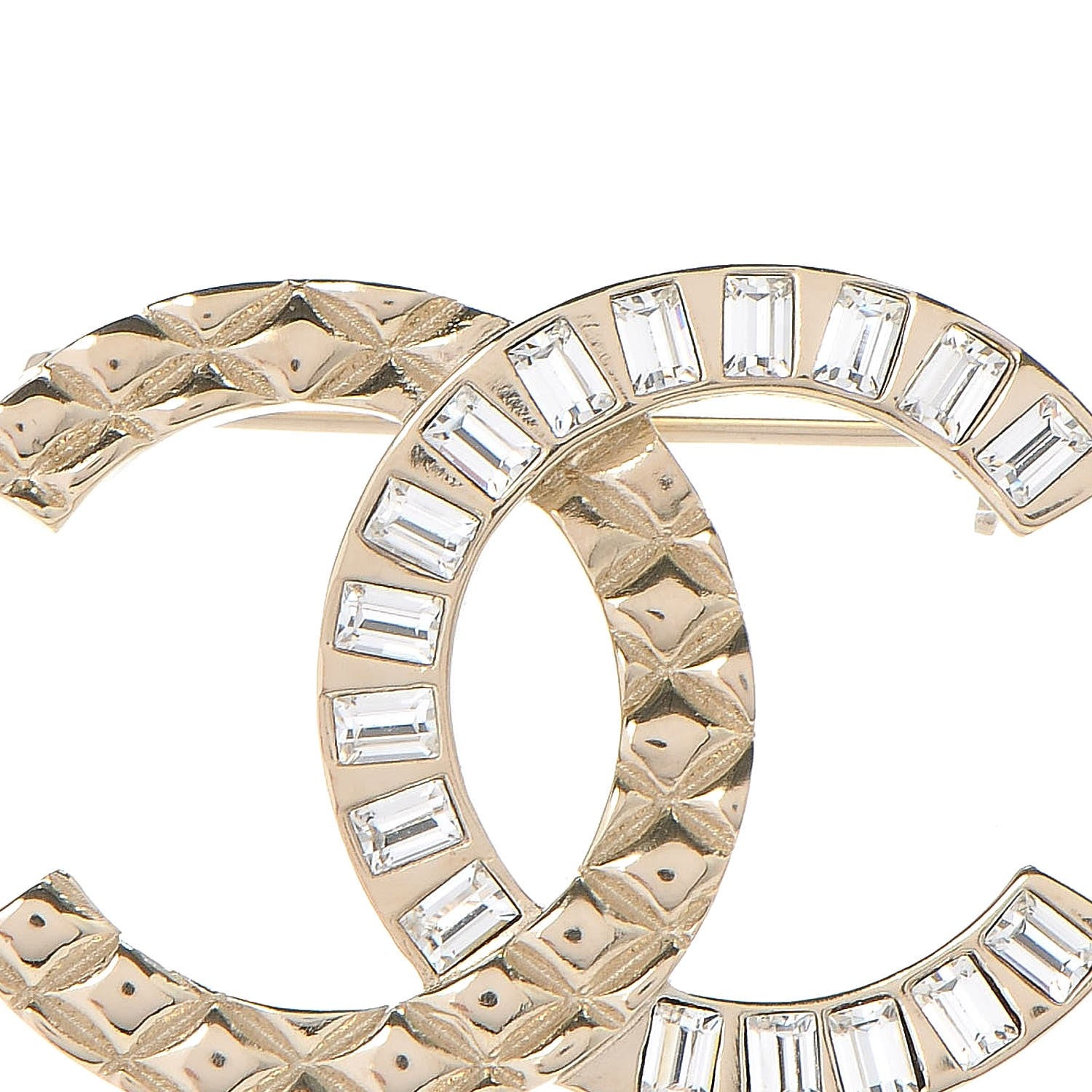 Chanel Baguette Crystal Quilted CC Brooch Gold 5 of 6