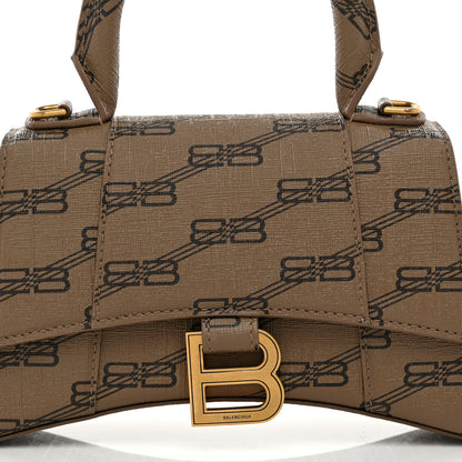 Balenciaga Coated Canvas BB Monogram Hourglass Top Handle Bag XS Beige Brown 9 of 11
