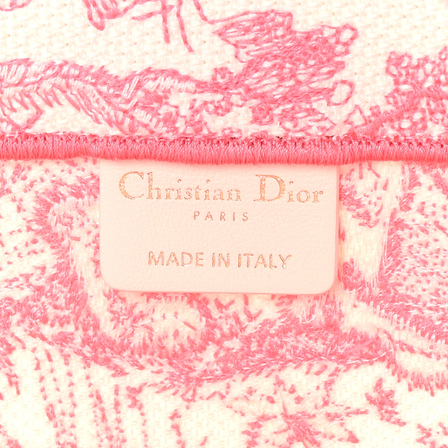 Christian Dior Canvas Embroidered Medium Dioriviera Toile De Jouy Book Tote Peony Pink 6 of 10
