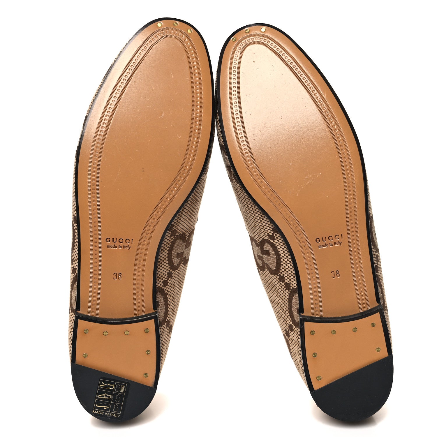Gucci Monogram Jumbo GG Malaga Kid Horsebit Womens Jordaan Loafers 38 Camel Ebony New Acero Beige 5 of 14