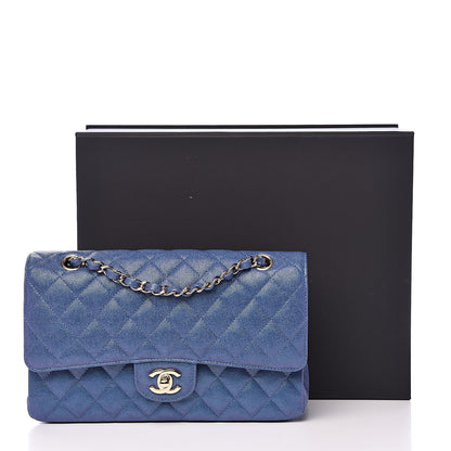 Chanel Iridescent Caviar Quilted Medium Double Flap Dark Blue 12 of 12