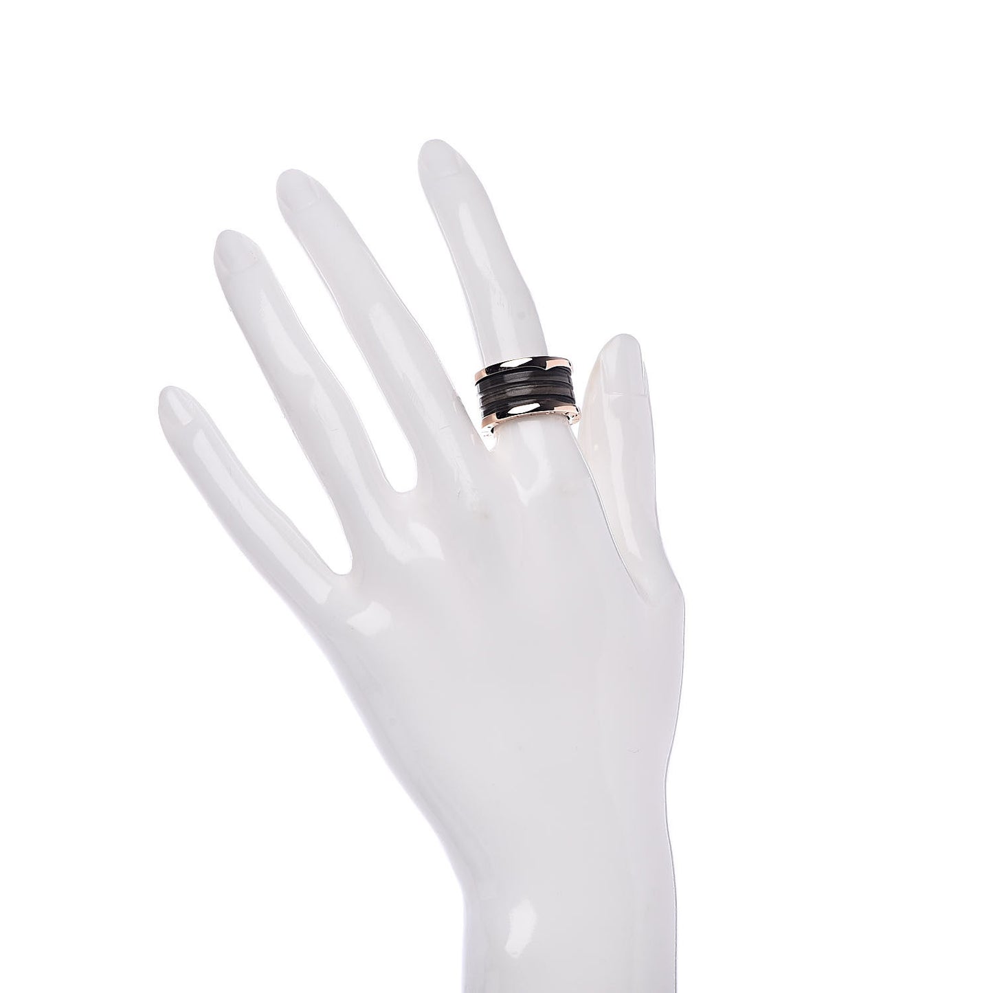 18K Rose Gold Brown Marble B.Zero1 4 Band Ring 52 6