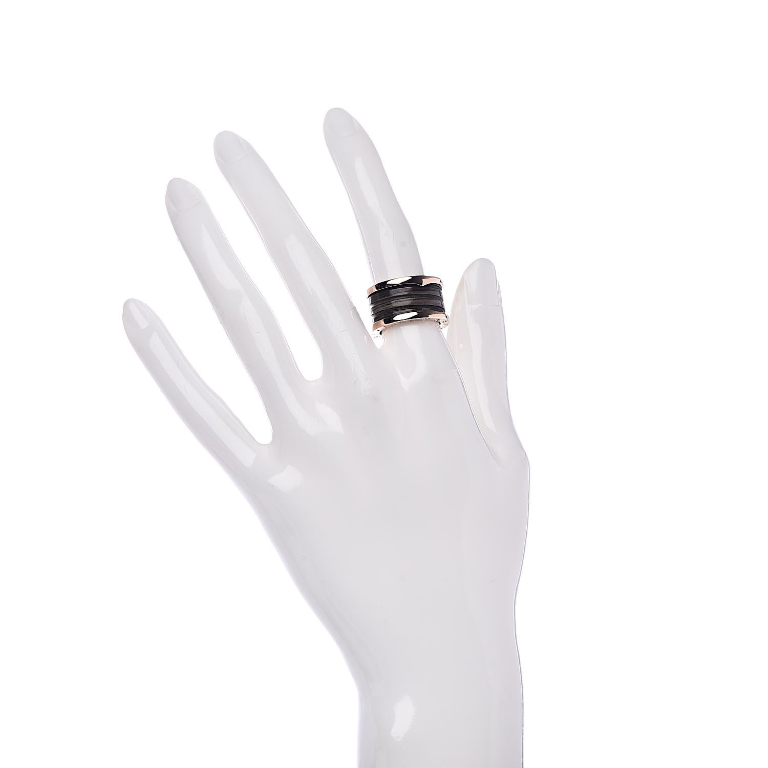 Bulgari 18K Rose Gold Brown Marble B.Zero1 4 Band Ring 52 6 2 of 6