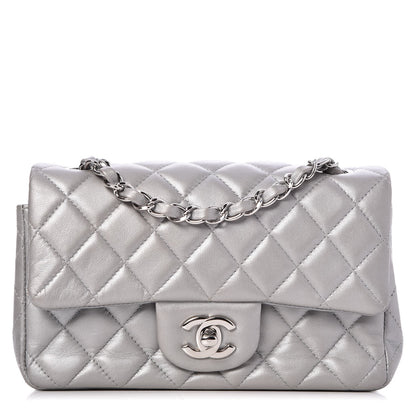 Chanel Metallic Lambskin Quilted Mini Rectangular Flap Silver 1 of 7