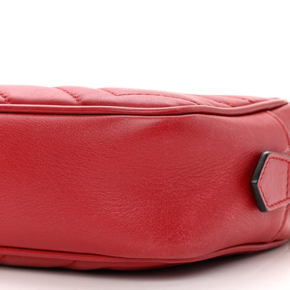 Gucci Calfskin Matelasse Mini GG Marmont Chain Shoulder Bag Hibiscus Red 10 of 12