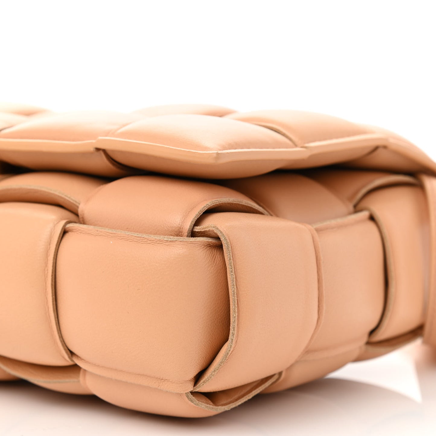 Nappa Maxi Intreccio Padded Cassette Crossbody Bag Almond